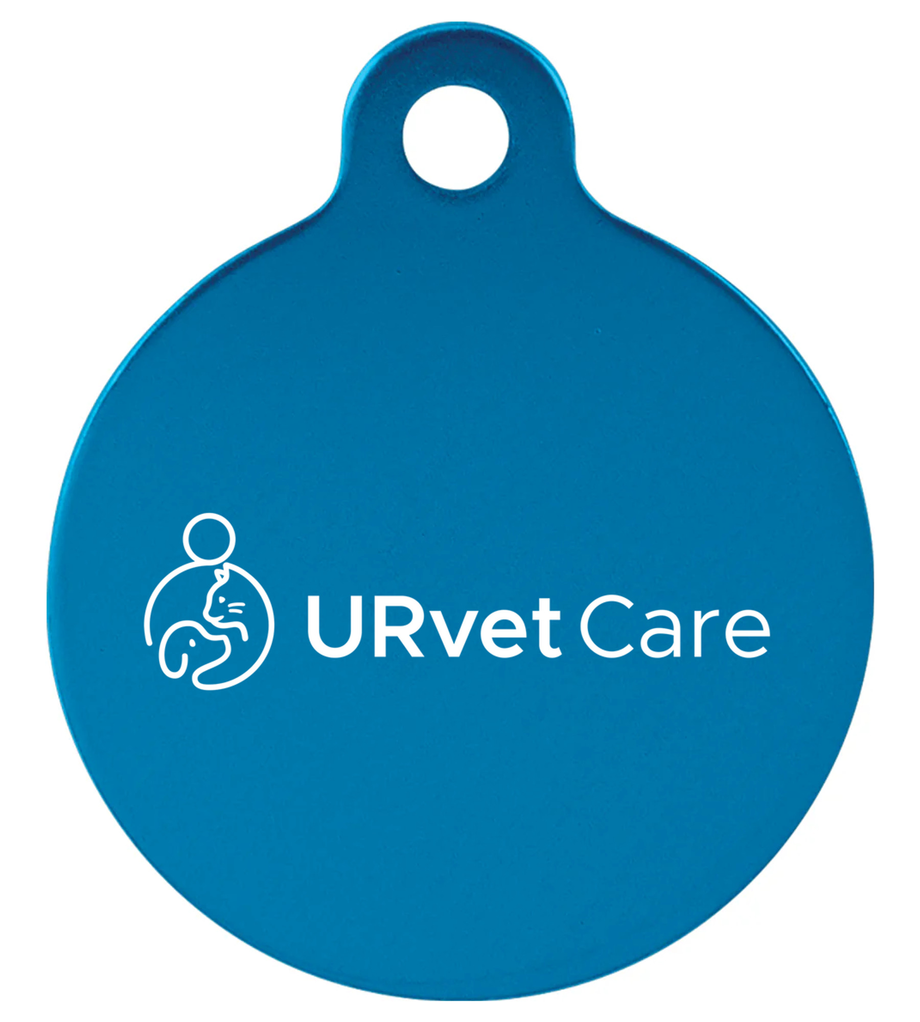 Anodized Aluminum Round Pet Tag with Tab Blue with URvet Care